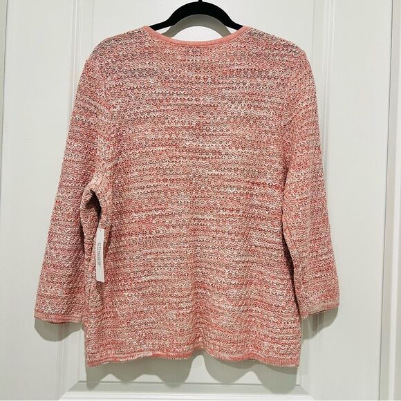 Chico’s Women’s Fringe Trim Pocket Cardigan in Pretty Pink Sz 2 (US L/12-14) NWT - Picture 12 of 14